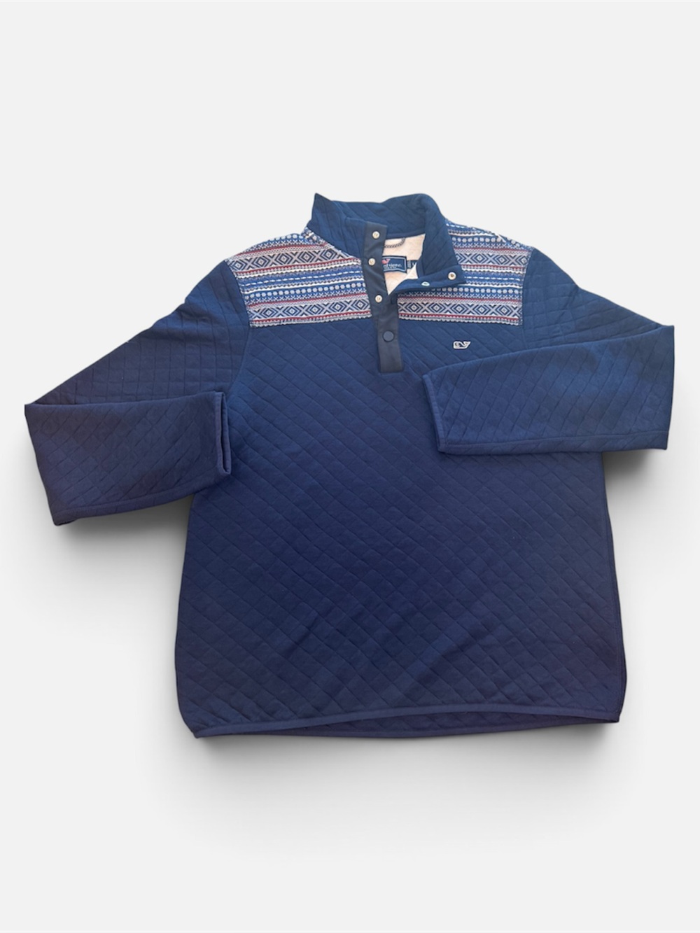 Vineyard Vines Festive Holiday Fair Isle Fleece Snap Pullover Men’s XL Preppy
